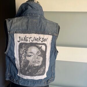 Levi's Blue Denim Vest with Janet Jackson  Patch xs , small